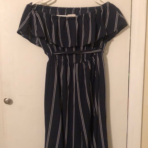 Sleeveless jumpsuit. Navy with white stripes NWOT - Picture 4 of 4